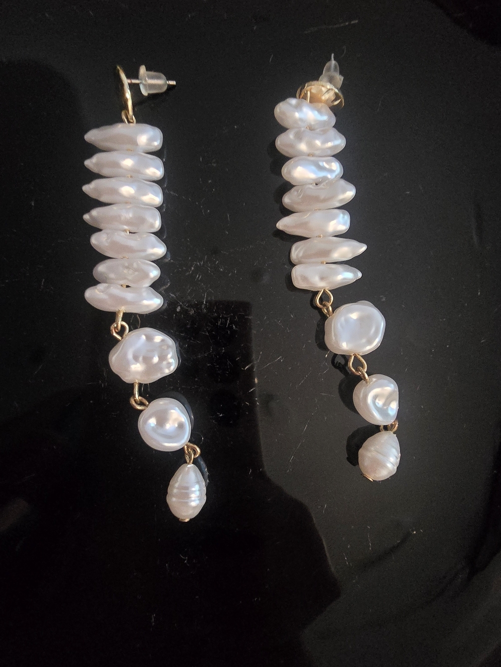 Gold-Tone Freshwater Pearl Drop Earrings - White Pearlescent